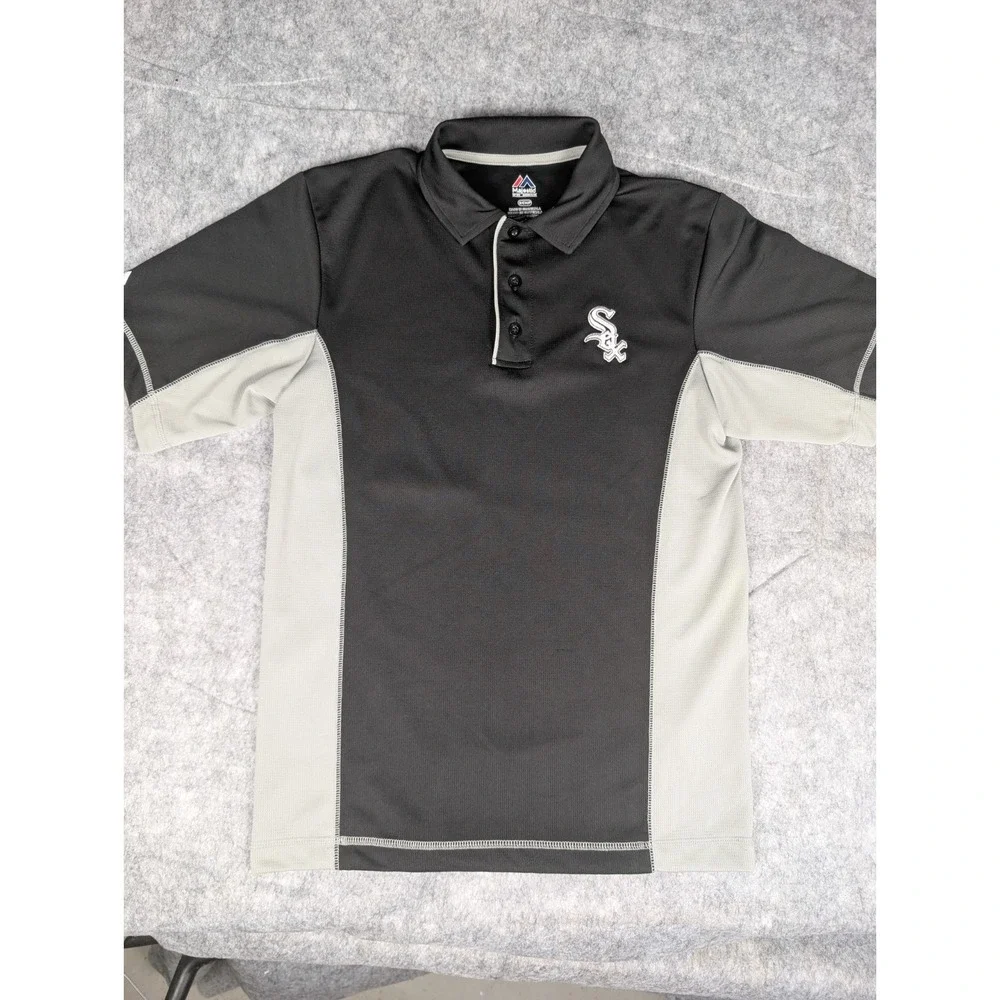 Chicago White Sox‎ | Majestic | Black/Grey | Mens | Poly Polo Shirt | S